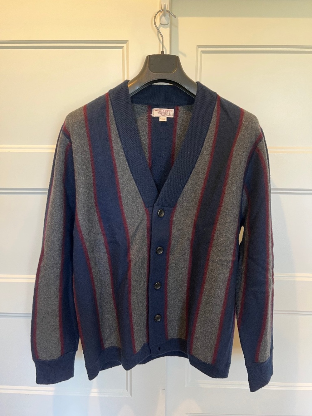 J. Crew Wallace & Barnes Wool Vertical Strip Cardigan Sweater